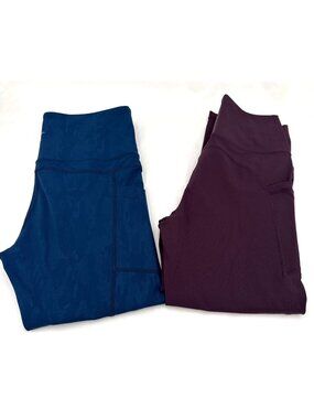 Zyia Active Purple High-Waisted Capri Leggings W/ Side Pockets Size 6-8